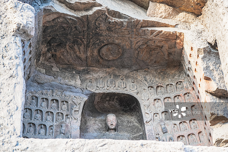 山西大同云冈石窟 莲花石刻图片素材