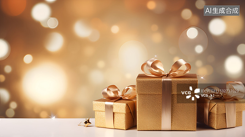 【AI数字艺术】金色礼物盒图片素材
