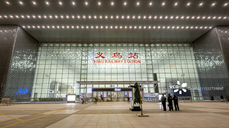 义乌高铁站夜景图片素材