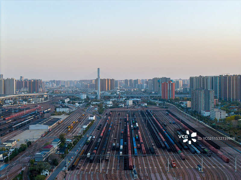 航拍中国河南省郑州市郑州北站货运编组站图片素材