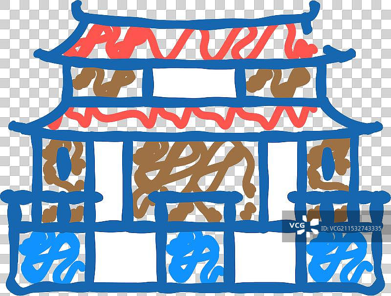 传统中国寺庙图标涂鸦图片素材