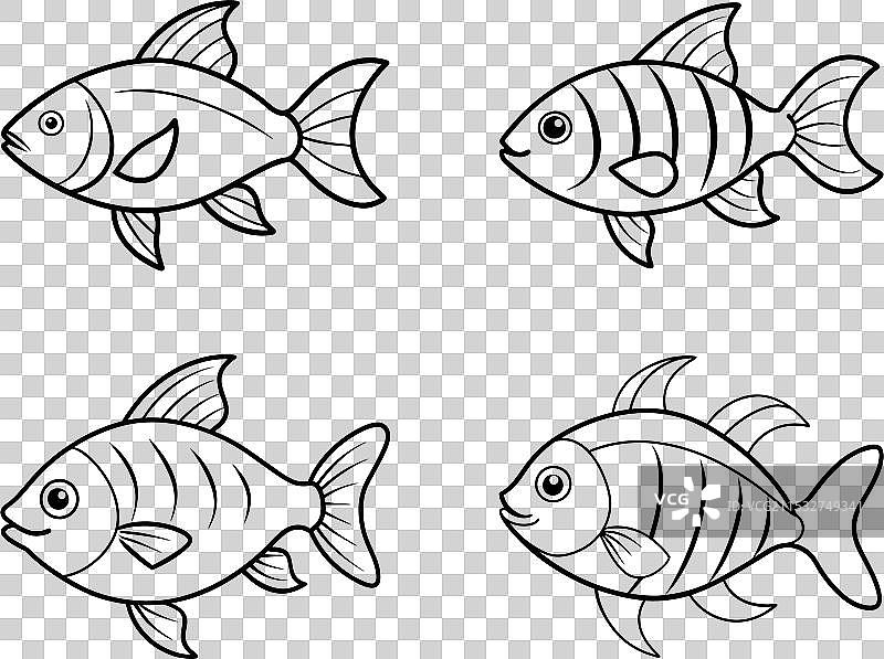 鱼线图标 - 可编辑的线条图片素材