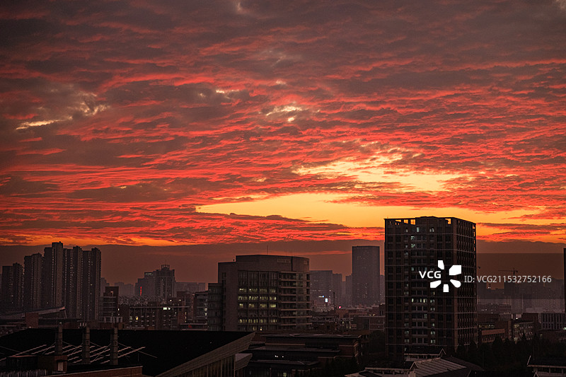 杭州火烧云图片素材