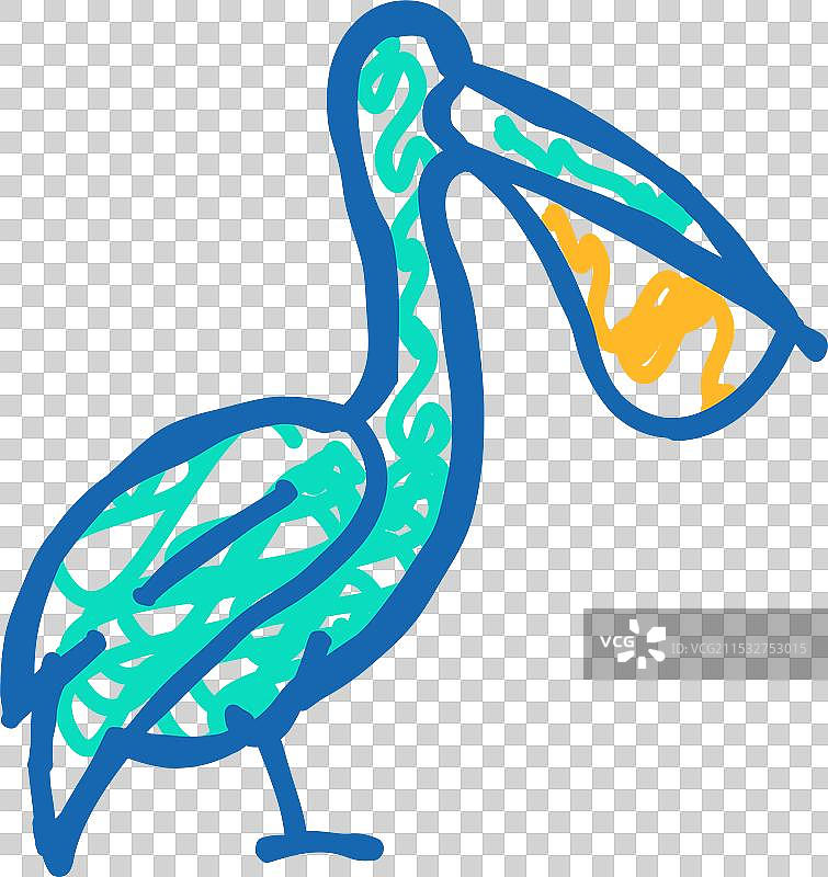 鹈鹕鸟图标涂鸦图片素材