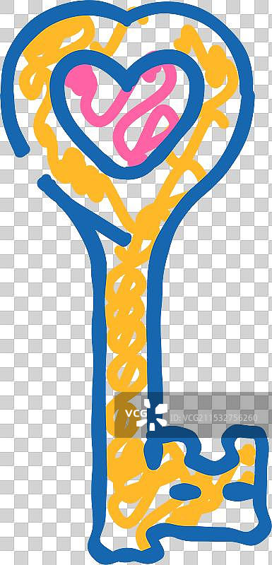 心形钥匙婚礼钥匙图标涂鸦图片素材