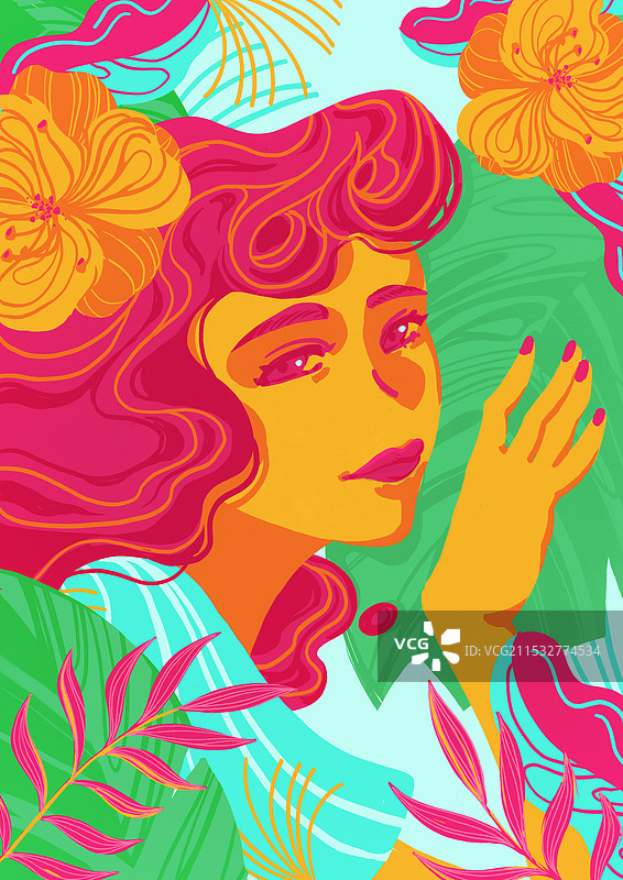 美妆妇女节花卉女性插画图片素材