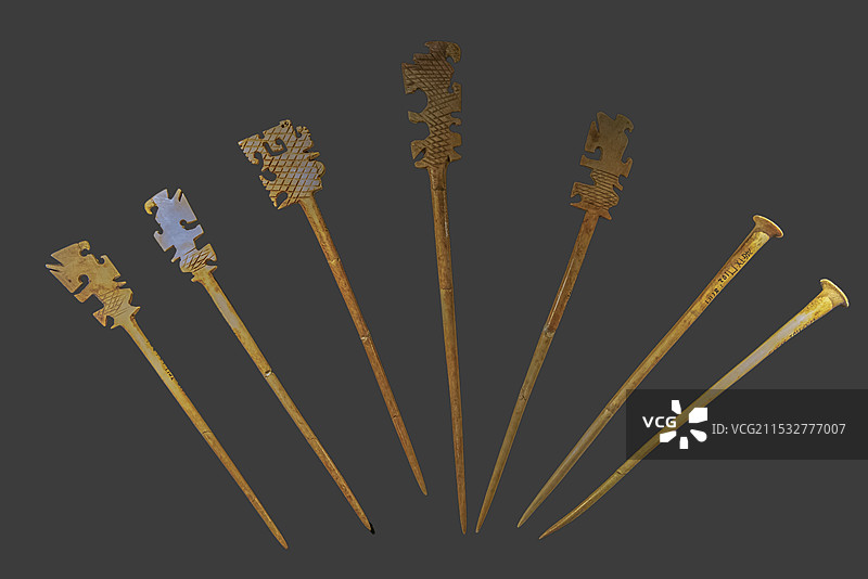 河北博物院（河北省博物馆）“河北商代文明”展：骨笄（藁城台西出土）图片素材