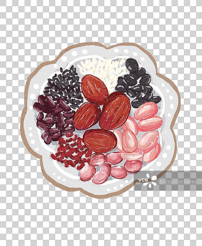 一碟腊八粥食材红枣花生红豆黑豆黑米糯米图片素材