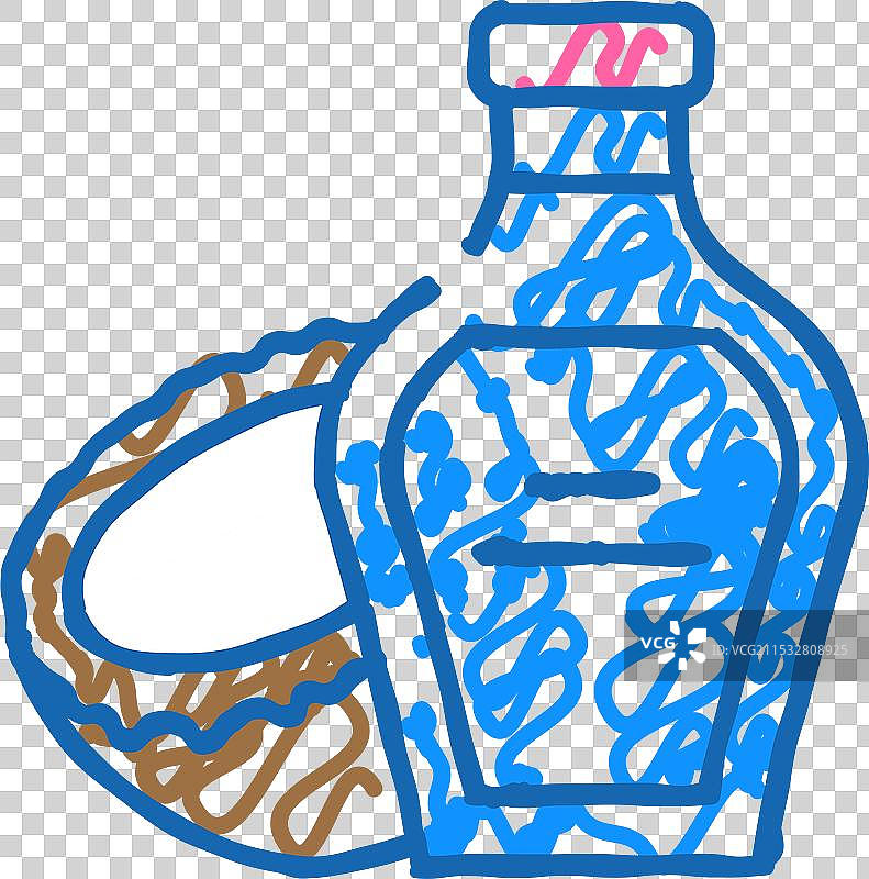 椰子糖浆热带图标涂鸦图片素材