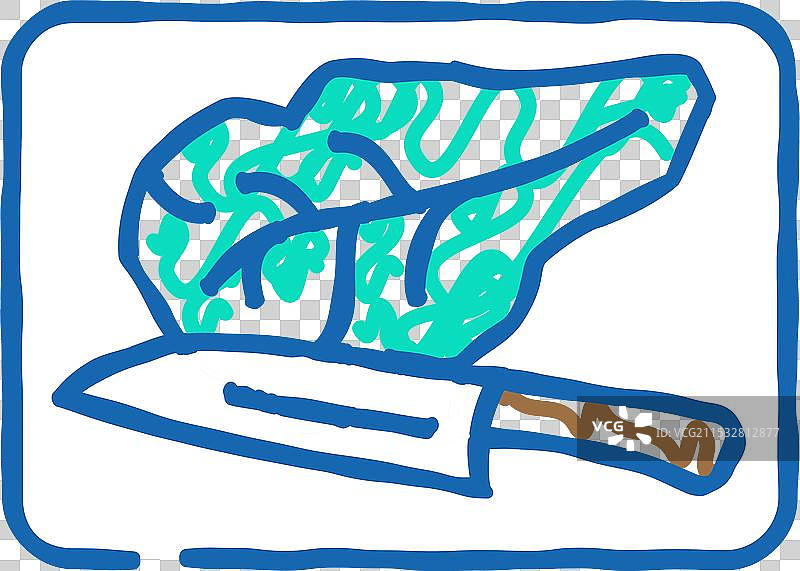 刀具、砧板和生菜图标涂鸦图片素材