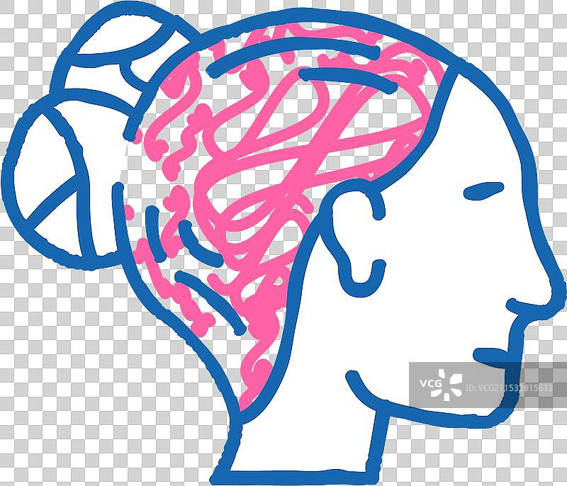 双丸子头发型女性图标涂鸦图片素材