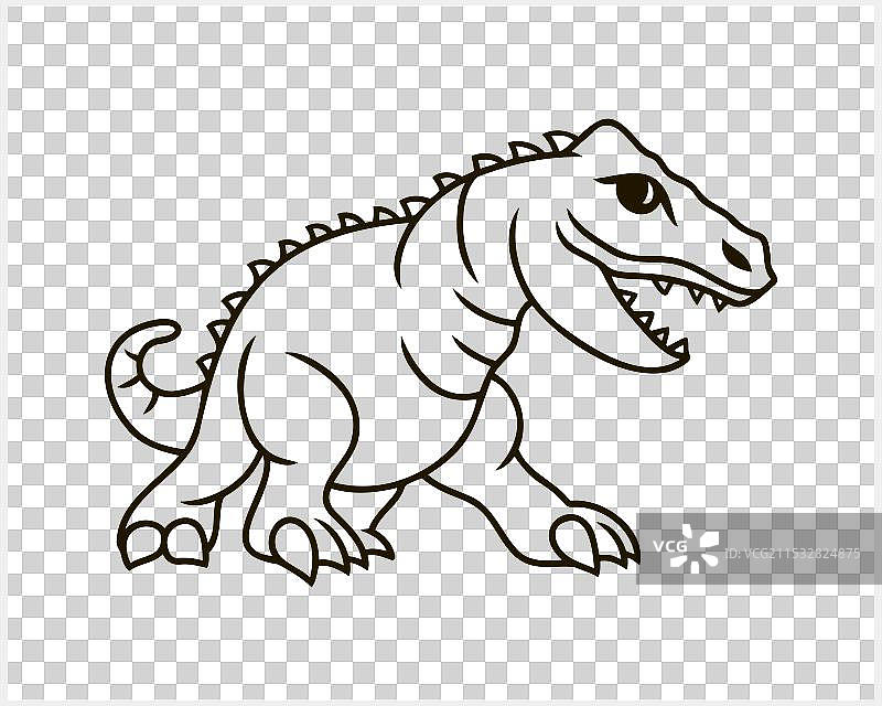 轮廓着色的恐龙图标素描涂鸦图片素材