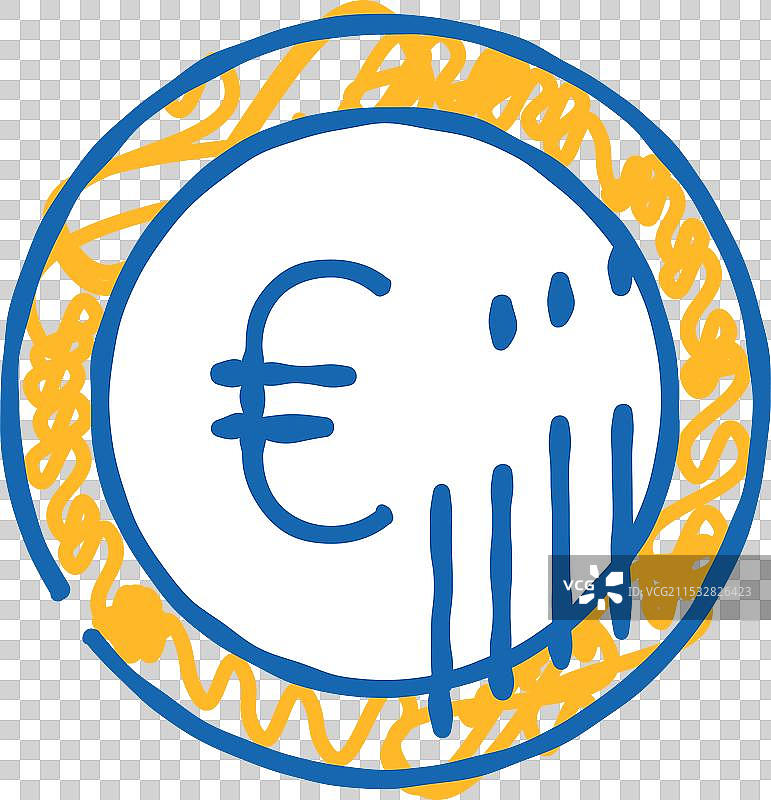 欧元硬币图标涂鸦图片素材