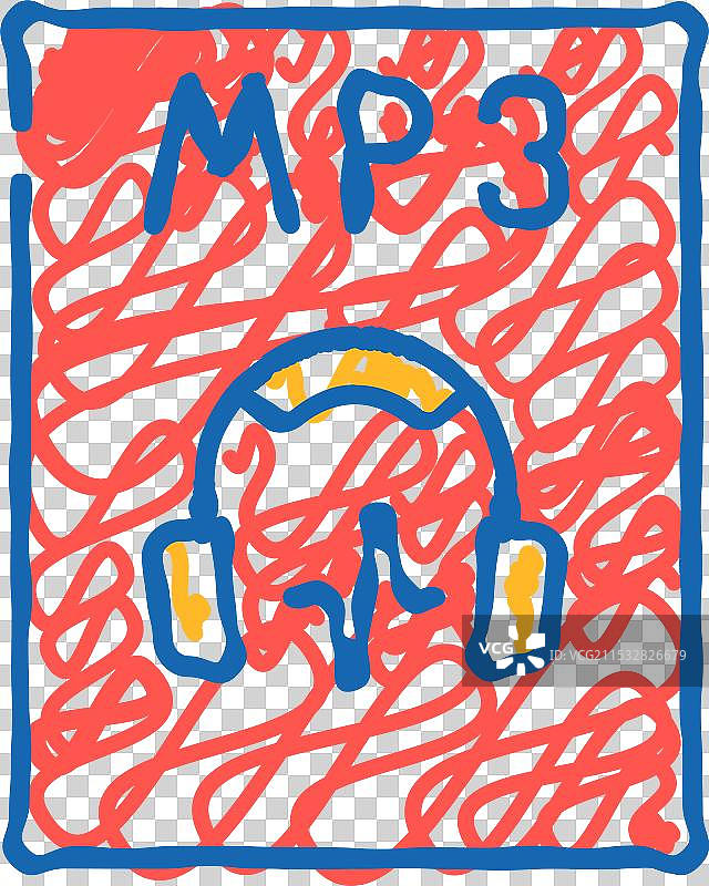 MP3文件格式文档图标涂鸦图片素材