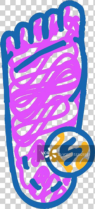 脚跟疼痛身体酸痛图标涂鸦图片素材