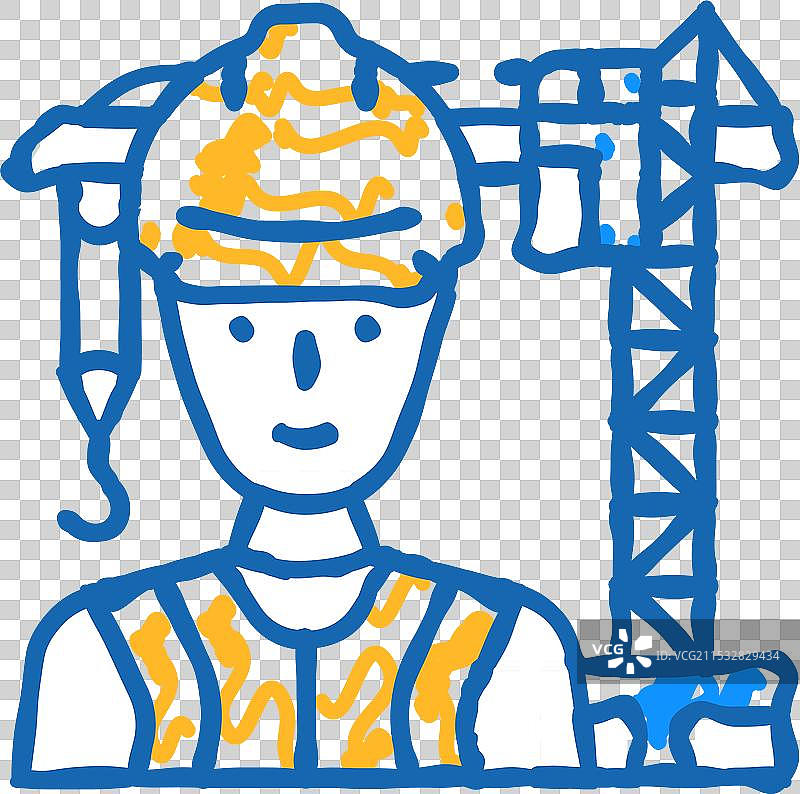 土木工程师工人图标涂鸦图片素材