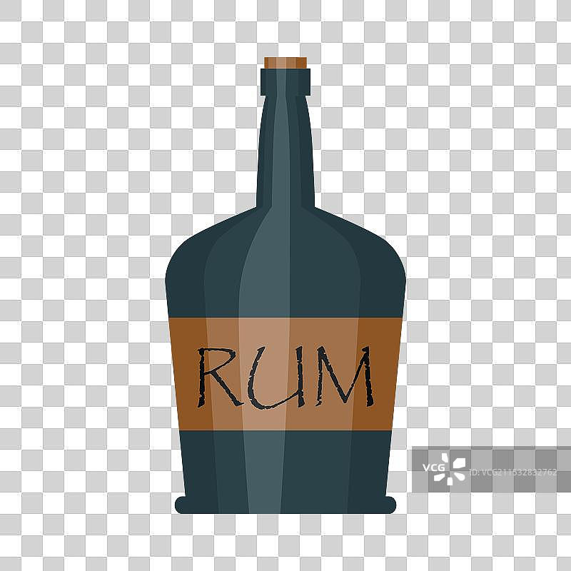 一瓶旧朗姆酒图片素材