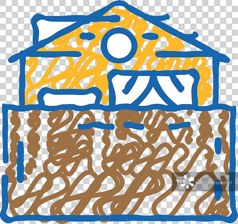 暴雨洪水灾害图标涂鸦图片素材