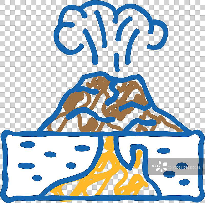 火山地震灾害图标涂鸦图片素材