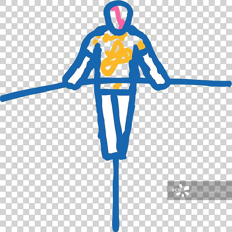 走钢丝的杂技演员 复古表演 图标 涂鸦图片素材