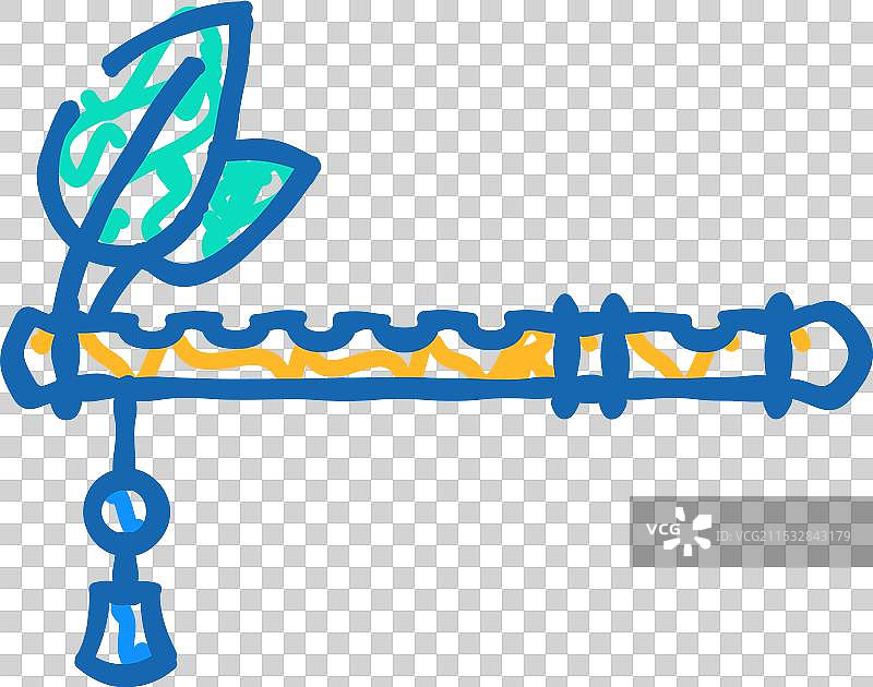 克里希纳吹笛子印度教图标涂鸦图片素材