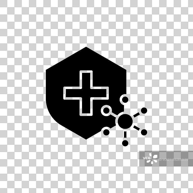 白色背景上隔离的病毒盾牌图标图片素材