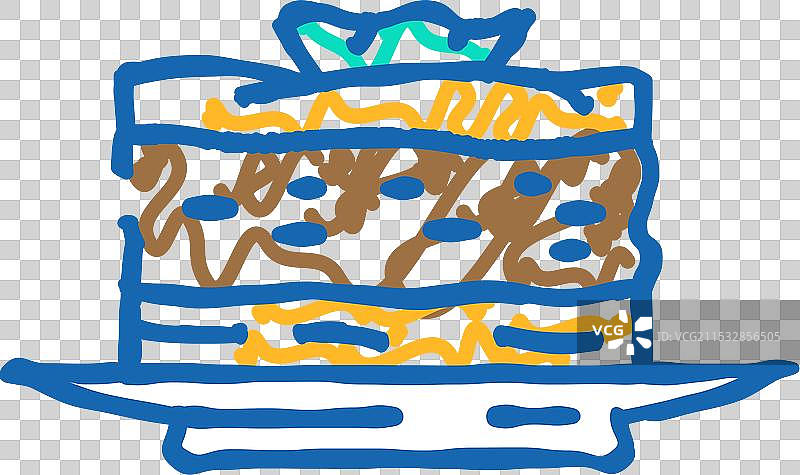 希腊美食图标涂鸦：茄子千层饼图片素材