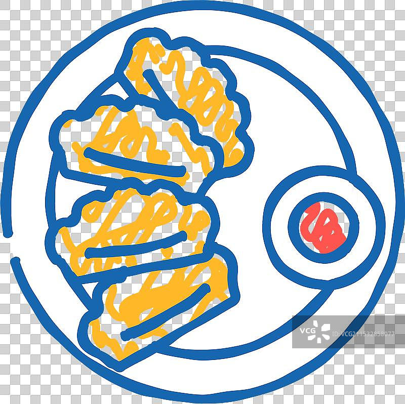 饺子图标涂鸦，韩国美食图片素材