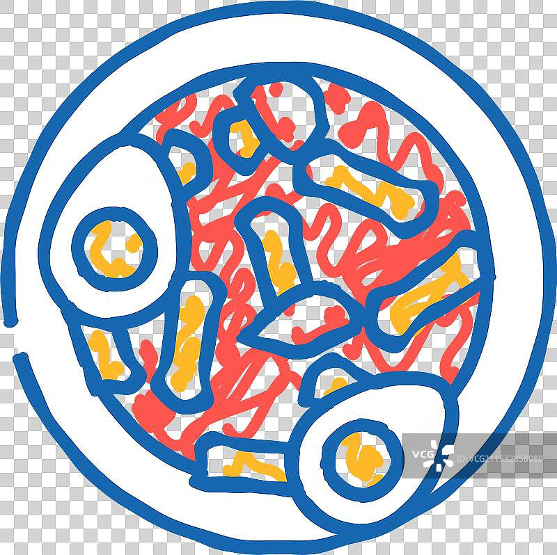 韩国料理图标涂鸦：炒年糕图片素材