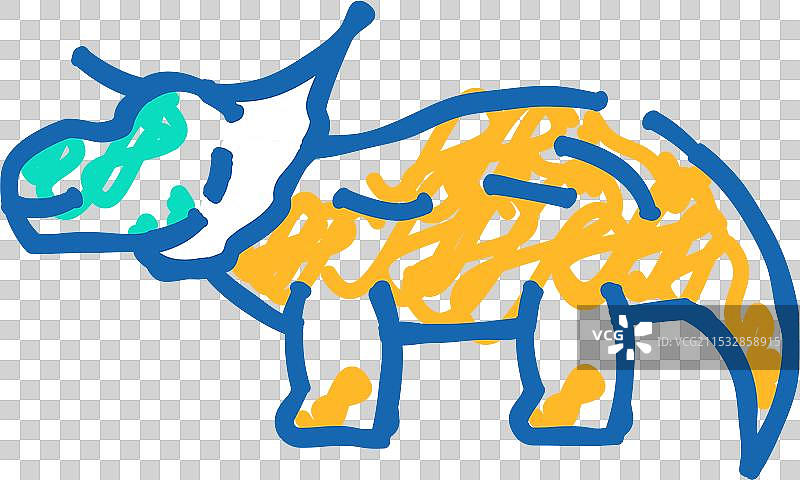 三角龙恐龙动物图标涂鸦图片素材