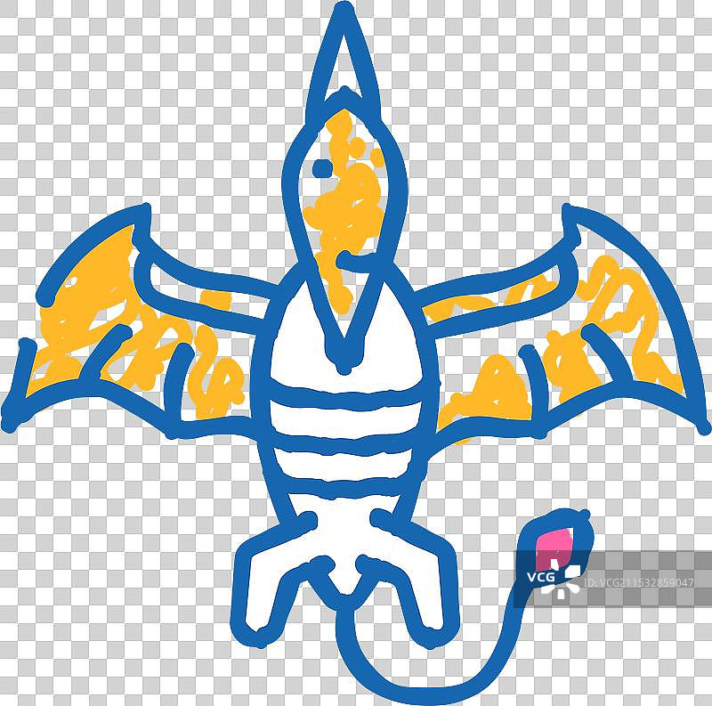 翼龙恐龙动物图标涂鸦图片素材