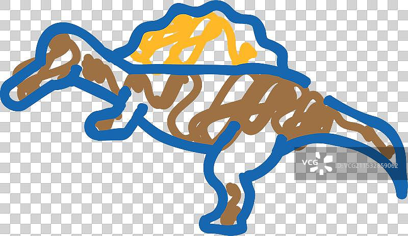 棘龙恐龙动物图标涂鸦图片素材