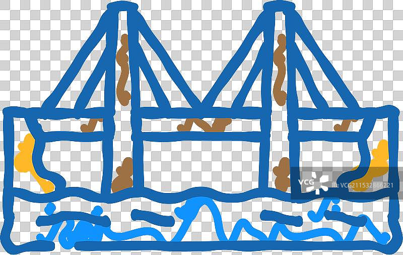 斜拉桥图标涂鸦图片素材