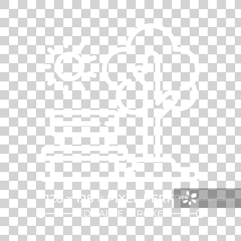 绿色公共空间的白色线性图标，适用于深色背景图片素材