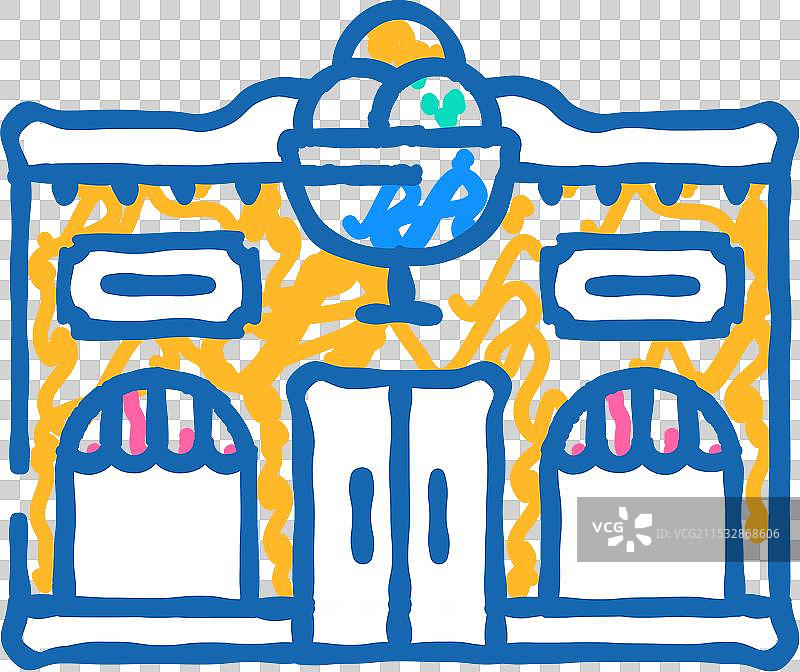 冰淇淋店街头咖啡馆图标涂鸦图片素材