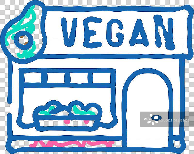 素食咖啡馆街道图标涂鸦图片素材