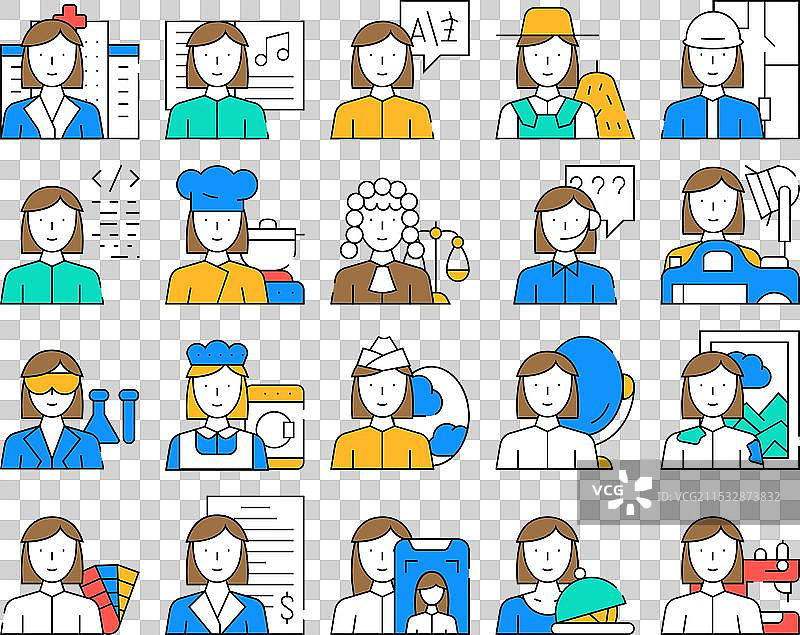 女性职业图标集合图片素材