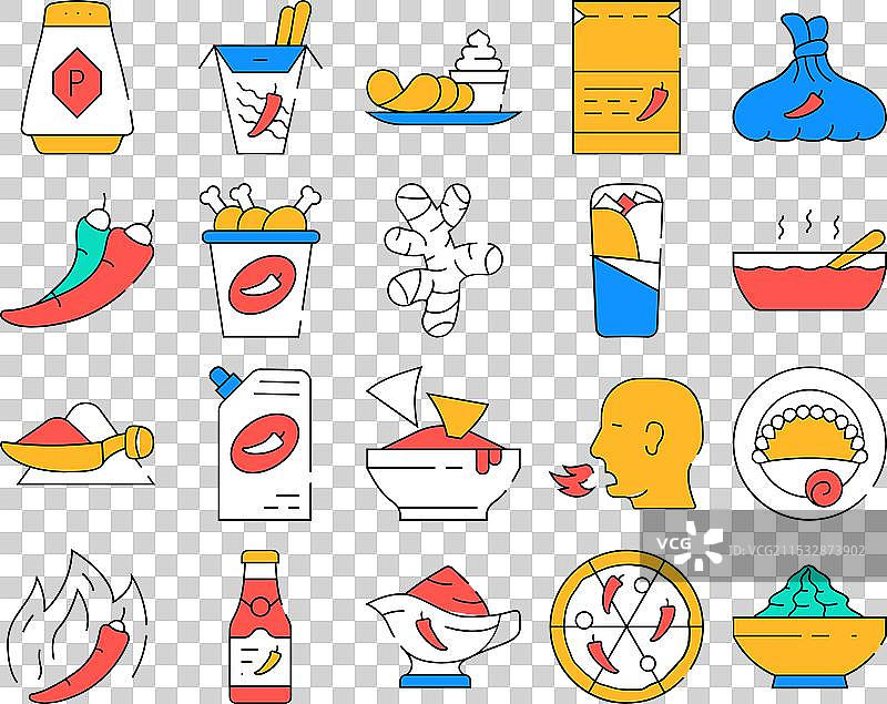 辛辣菜肴风味食品图标集合图片素材