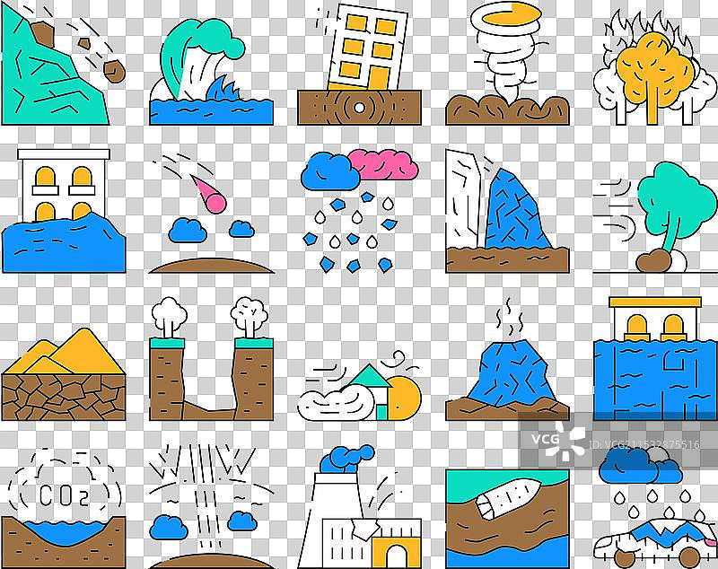 灾难破坏图标集合图片素材