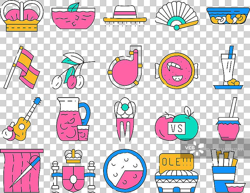 西班牙国家遗产图标集合图片素材