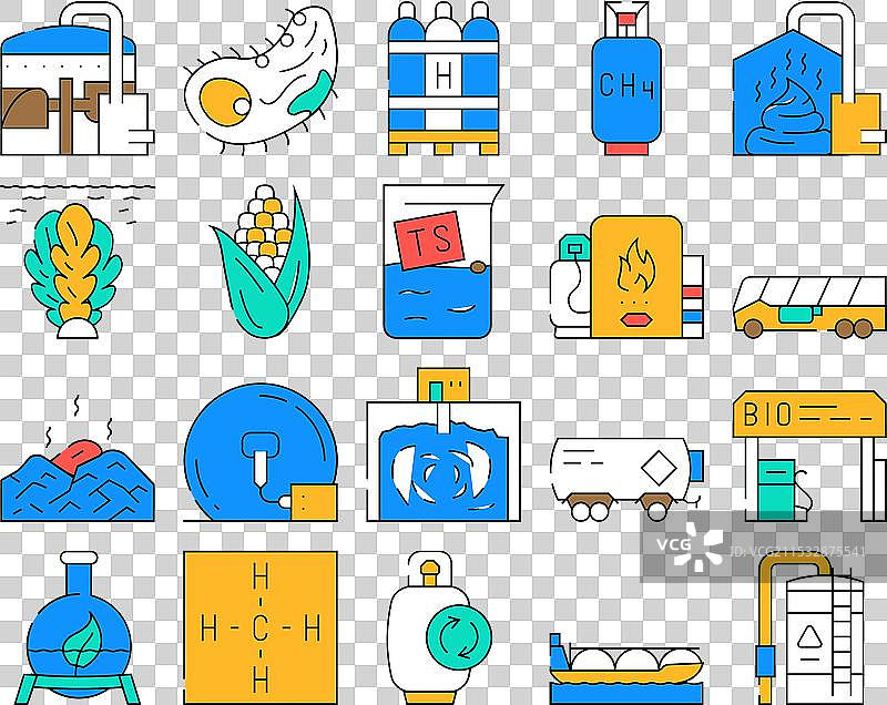 生物气能燃料收集图标集图片素材