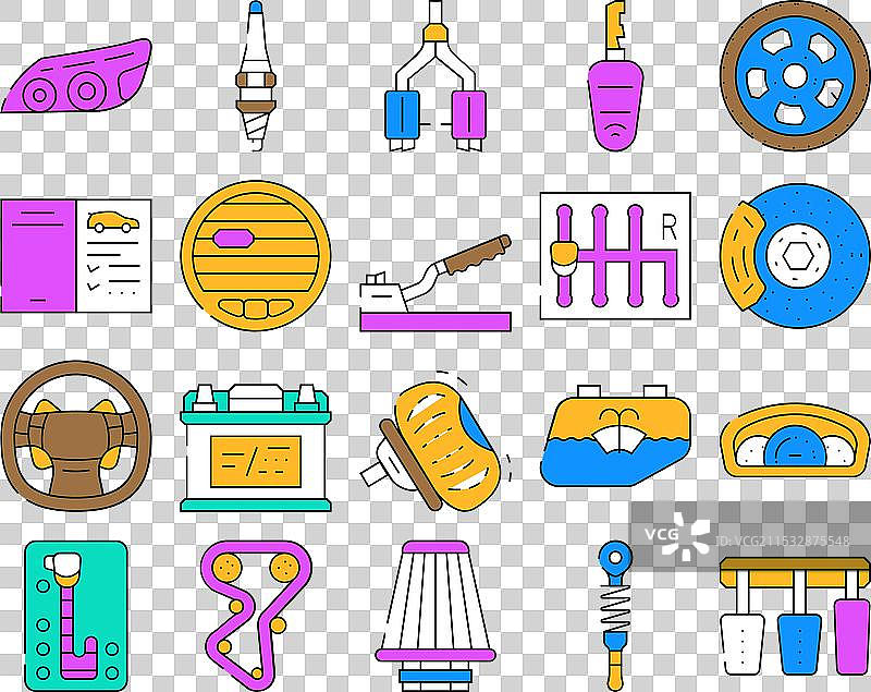 汽车车辆详细信息收集图标集图片素材