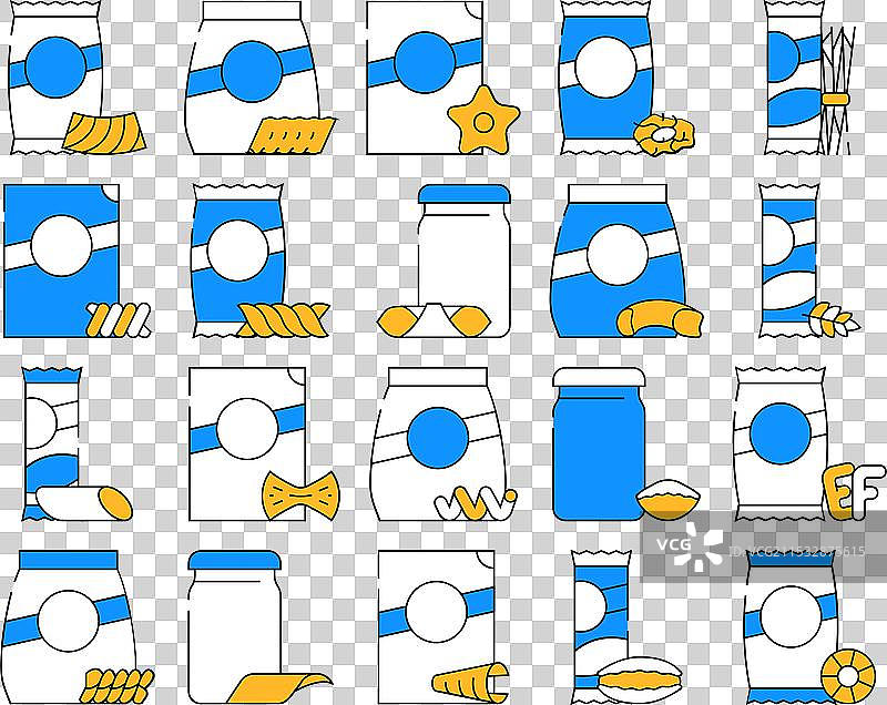意大利面食品包装图标集合图片素材