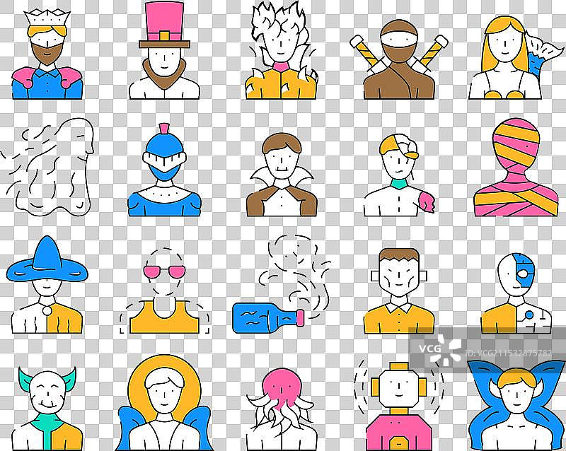 幻想与魔法角色图标集图片素材