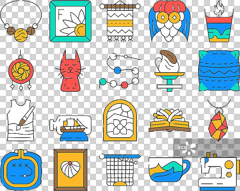 手工艺爱好职业图标集图片素材