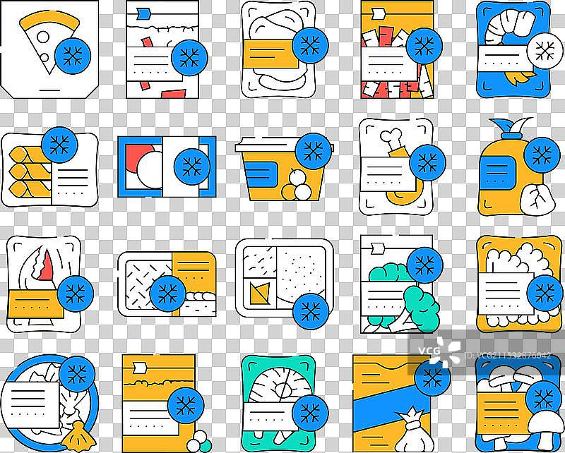 冷冻食品储存包装图标集图片素材