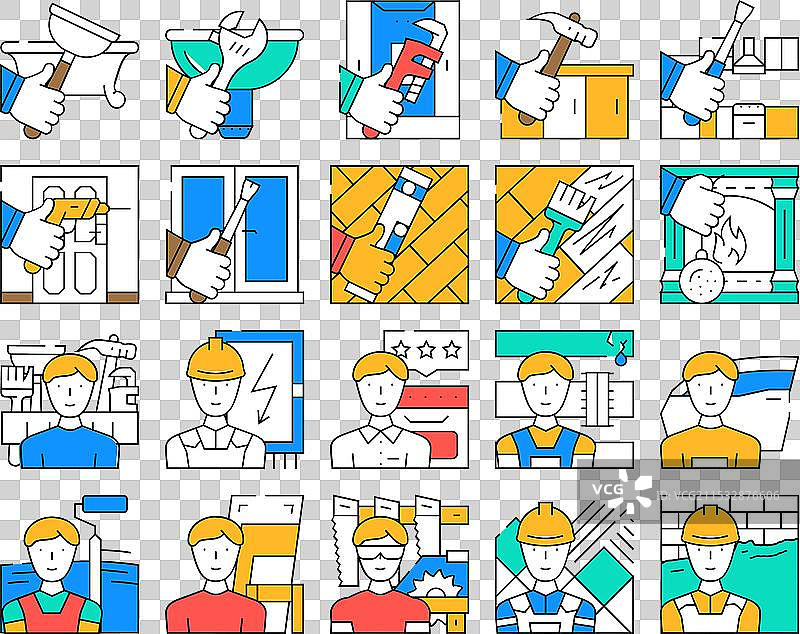 维修和保养服务图标集图片素材