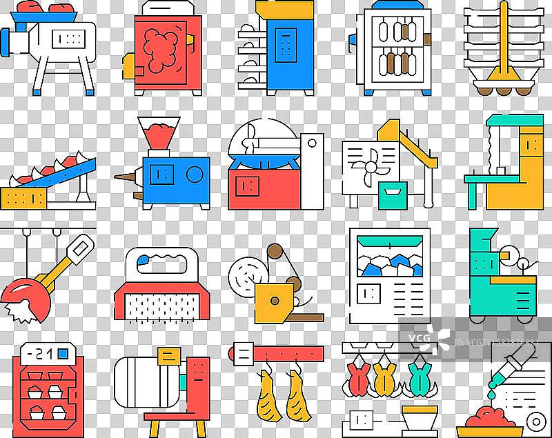 肉类加工厂生产设备图标集图片素材
