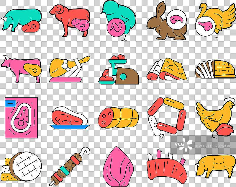 生肉食品家畜图标集图片素材