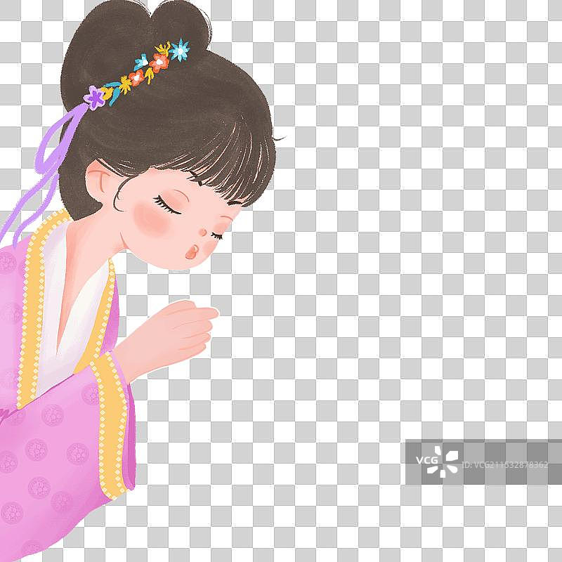 古风人物 可爱古风女孩 吃东西图片素材